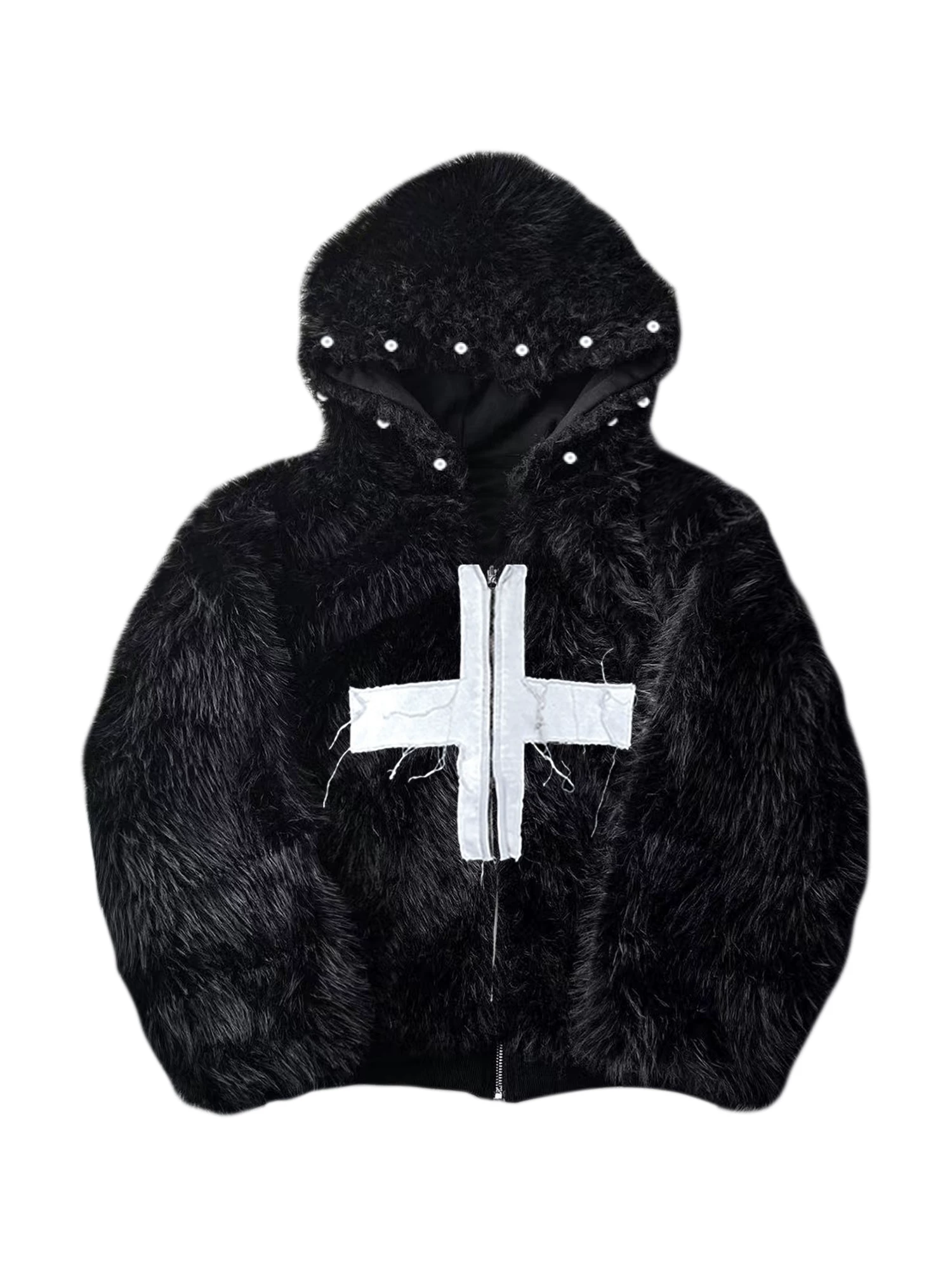 Paiki'Cyrus Empire' Sealed Cross Anti-Mink Fur Rivet Reversible Autumn/Winter Hooded Jacket