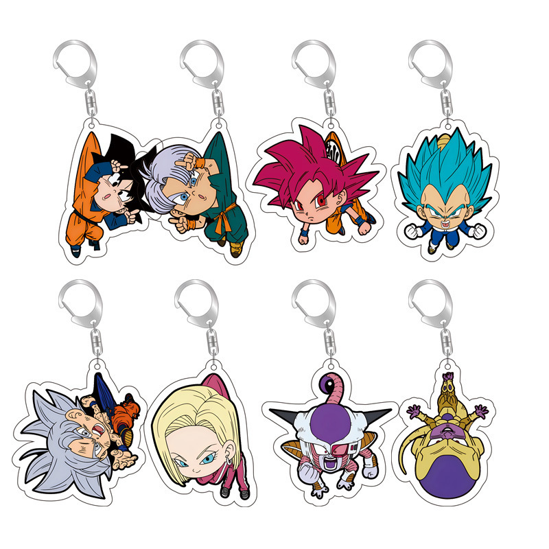 Anime Dragon Ball Goku Peripheral Transparent Acrylic Double-sided Printing Keychain Cartoon Small Gift Pendant