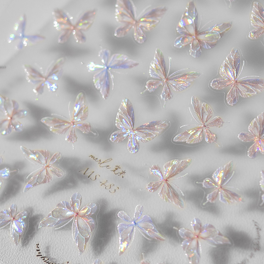 French-Style Aurora Butterfly Nail Stickers, Popular Online, Cute and Ethereal, High-End Wedding Nail Decoration