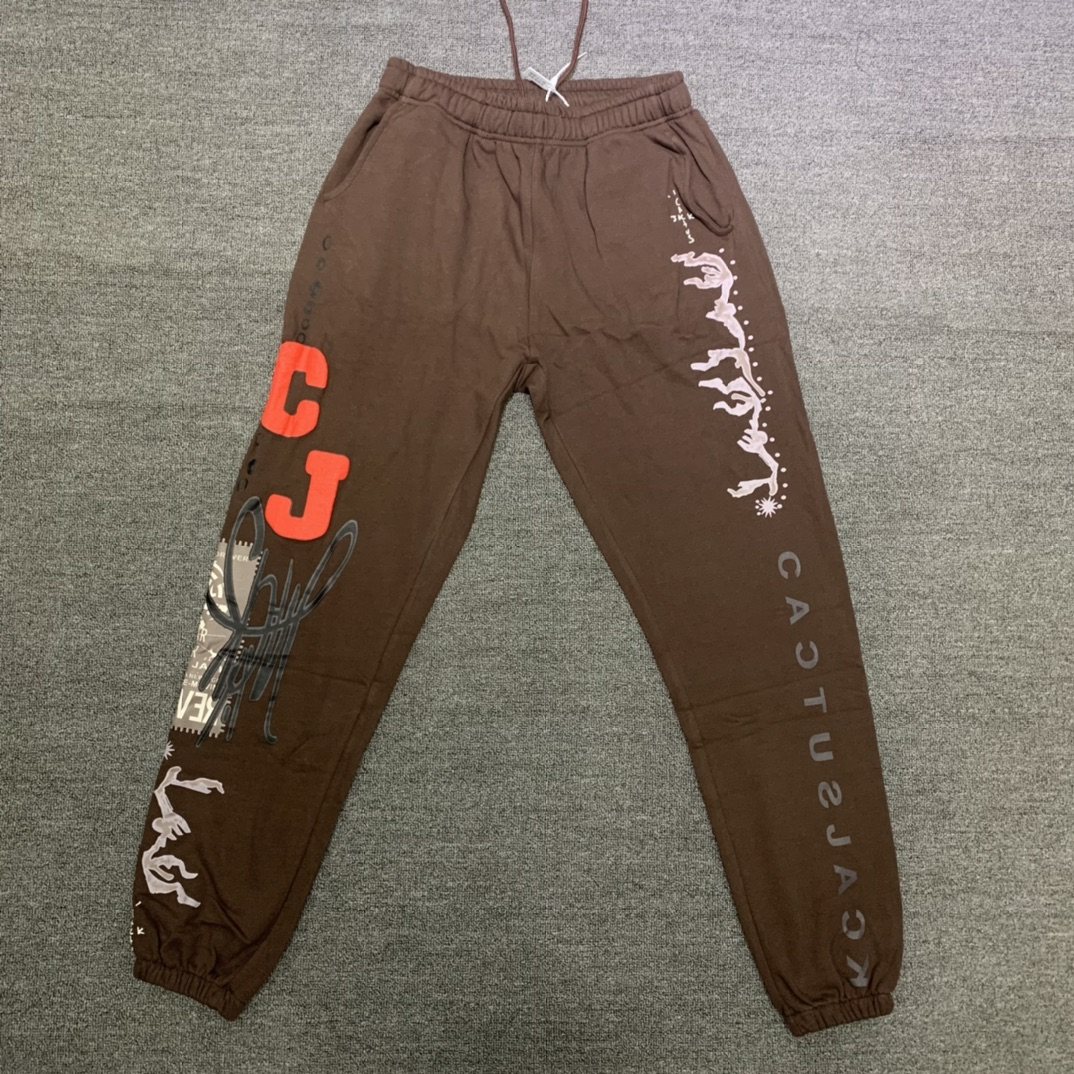 2022 Travis Scott Cactus Jack Grin Cj Flare Pants Men's and Women's Cropped Pants