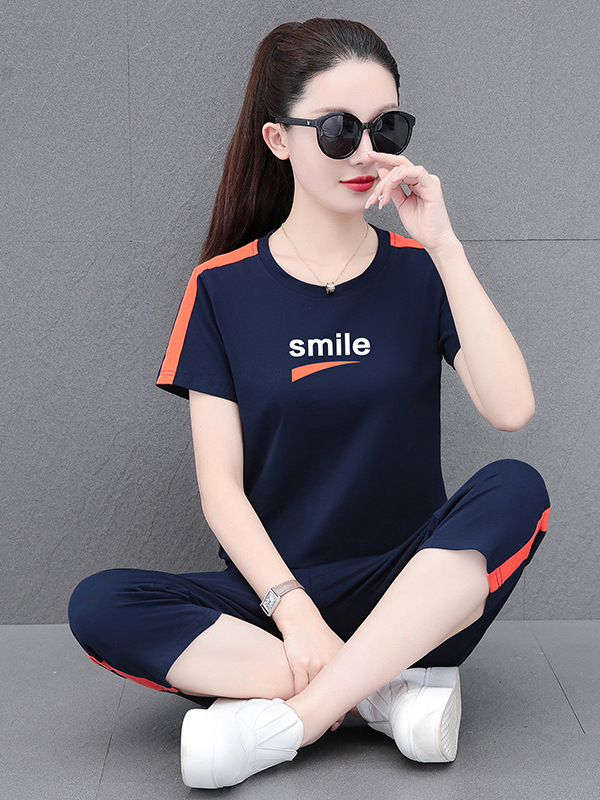 Summer Thin Sports Suit for Women 2026 New Fashion Summer Casual Wear Pure Cotton Short-Sleeved Two-Piece Set