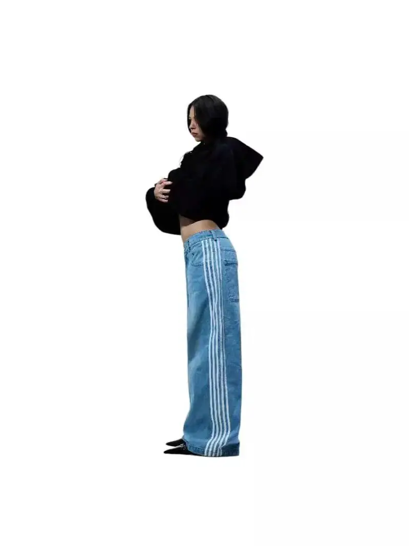AmericanStyleRetroStreetStripedJeansY2KHarajukuStyleCasualWideLegPantsGothicStraightPants
