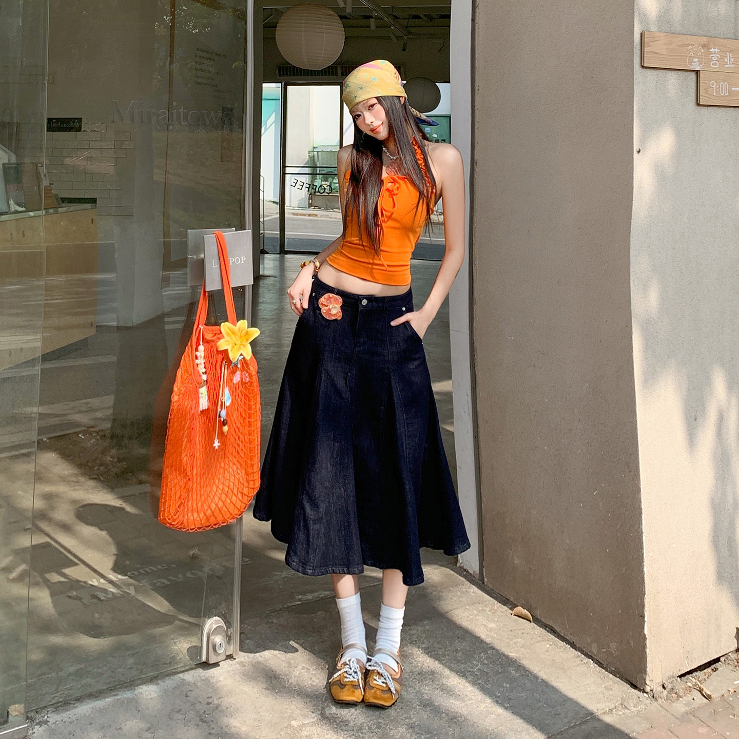 Original Denim Color High-Waisted Denim Skirt for Women, 2026 Summer New Vintage Style, Slimming and Elegant Mid-Length Fishtail Skirt