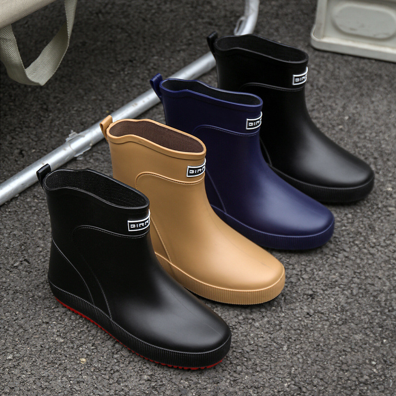 Fashion new men's rain boots short work rain boots non-slip wear-resistant outer wear low rubber shoes construction site water shoes wholesale