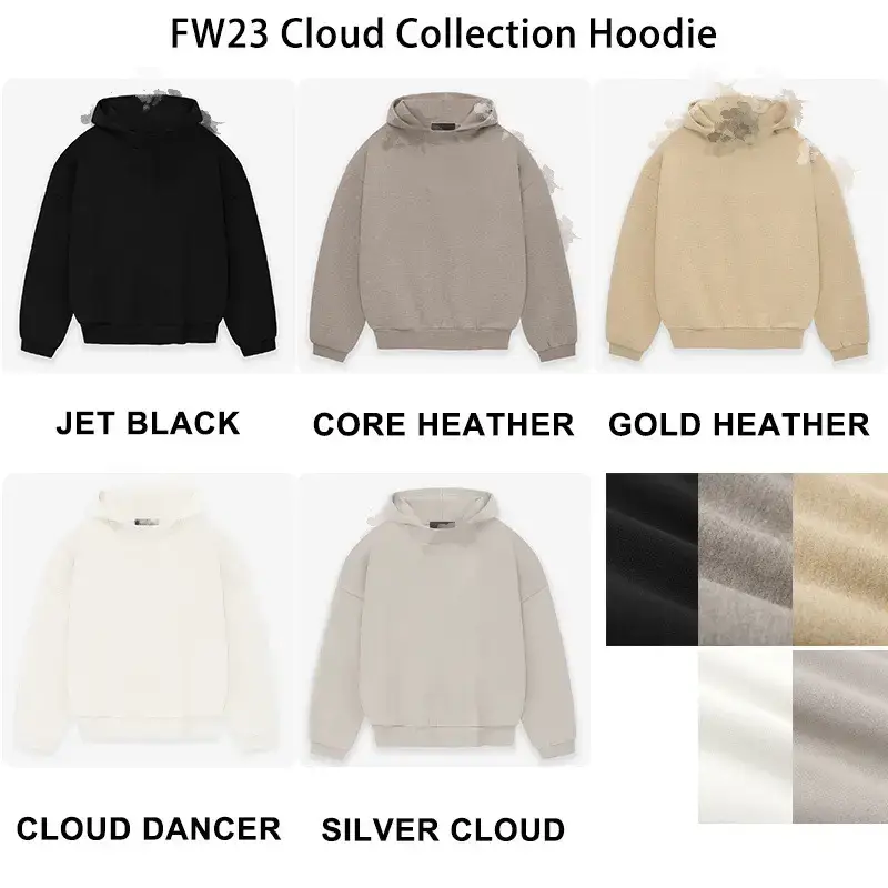 FW23 Cloud Collection Hoodie Jet Black Core Heather Gold Heather Cloud Dancer Silver Cloud