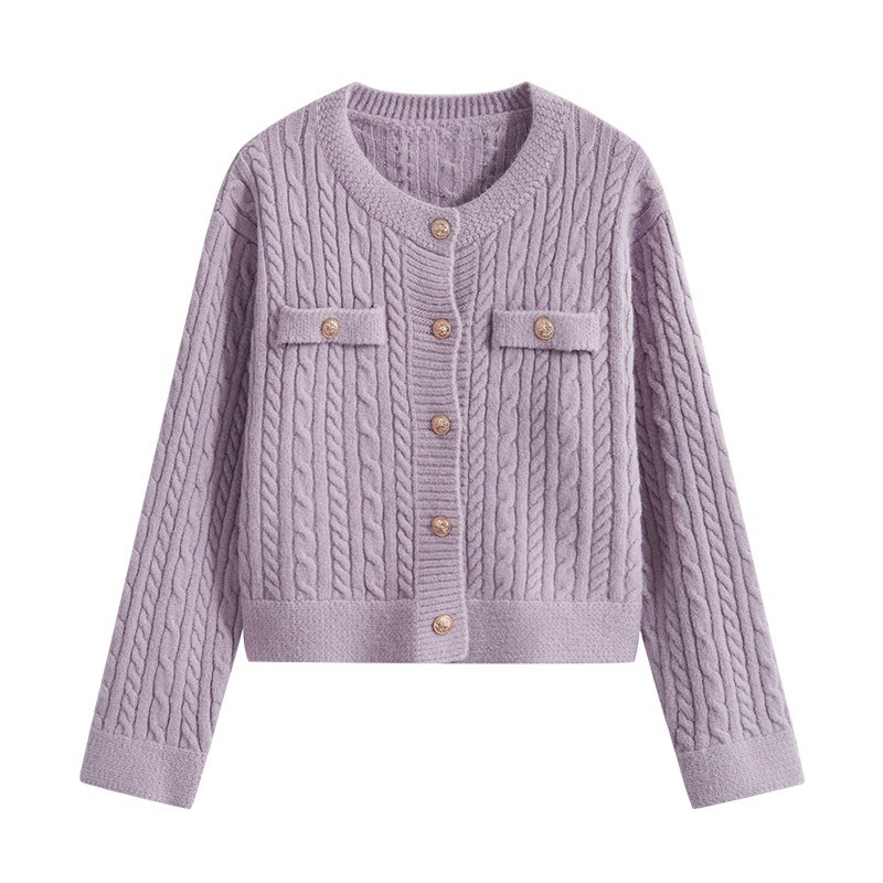 Original New Version Sweater Coat Women's 2024 Winter Loose Lazy Style Short Design Twist Sweater Coat