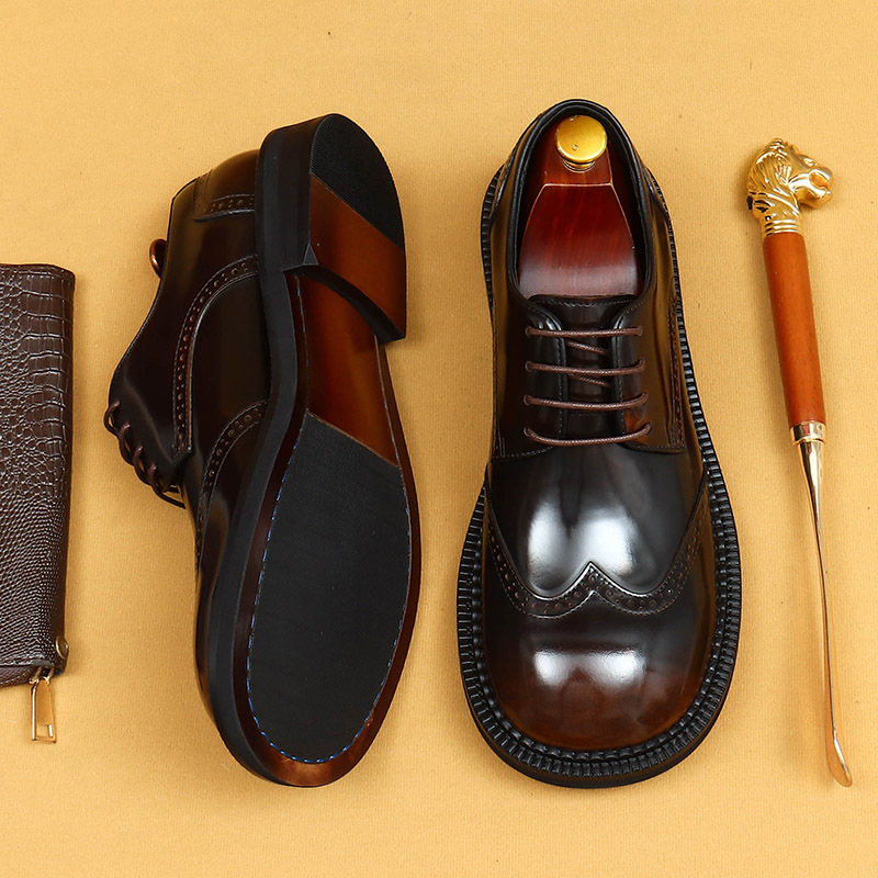 [Vip Exclusive] Business Casual Leather Shoes for Men, Large Toe Genuine Leather British Carved Brogue Wide Toe for Chunky Feet