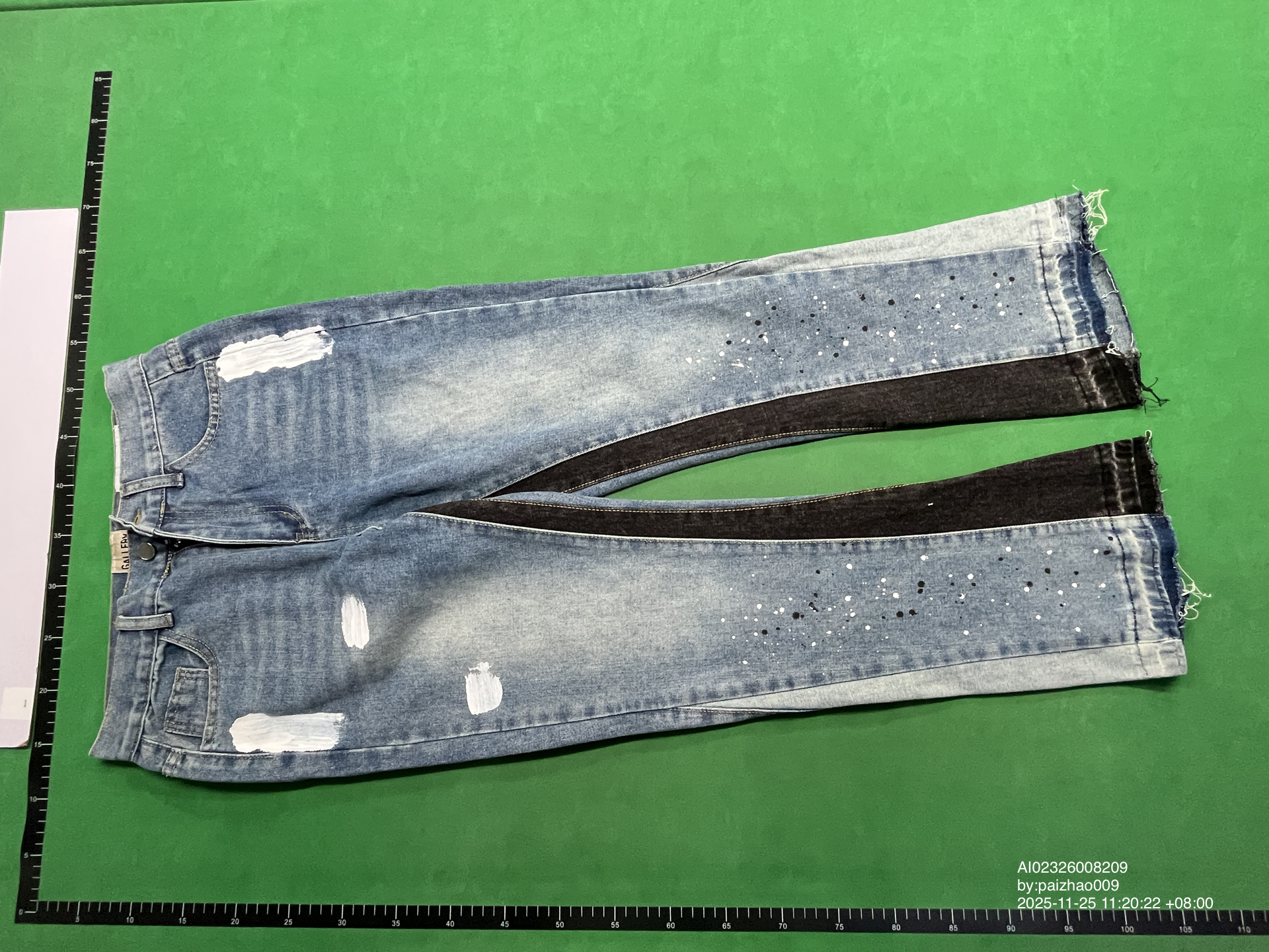 Correct version Gallery dept retro distressed splash-ink tide high street stitching straight wide leg Denim pants for men and women — QC-foto 2