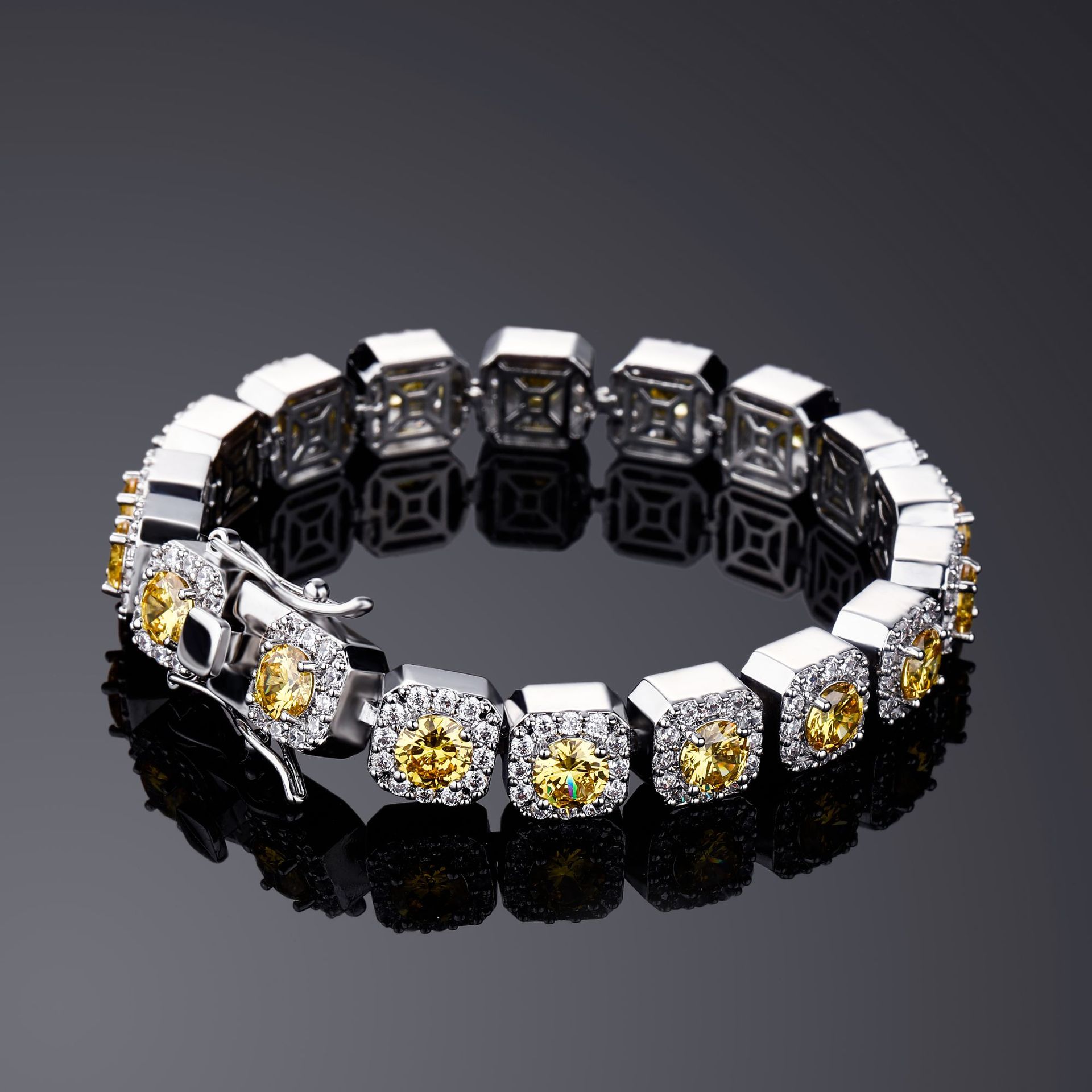 European and American Cross-Border Aliexpress 10mm Wide Rock Candy Zircon Jewelry Earrings Trendyy Tennis Chain Men's Bracelet Jewelry