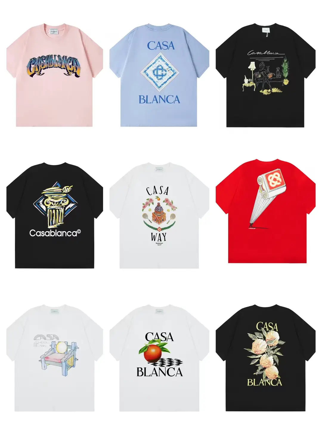 Casablanca 25 Spring and Summer New Fantasy Door Starry Sky Castle Advertising Logo Short-Sleeved Couple T-Shirt