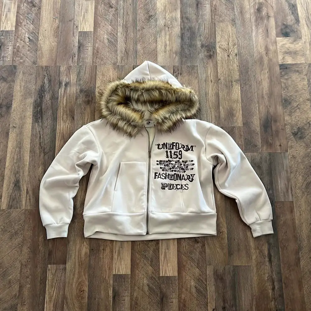 European and American Style New Foreign Trade Wholesale Zip-Up Hooded Sweatshirt Letter Print Street Retro Fashion Unisex