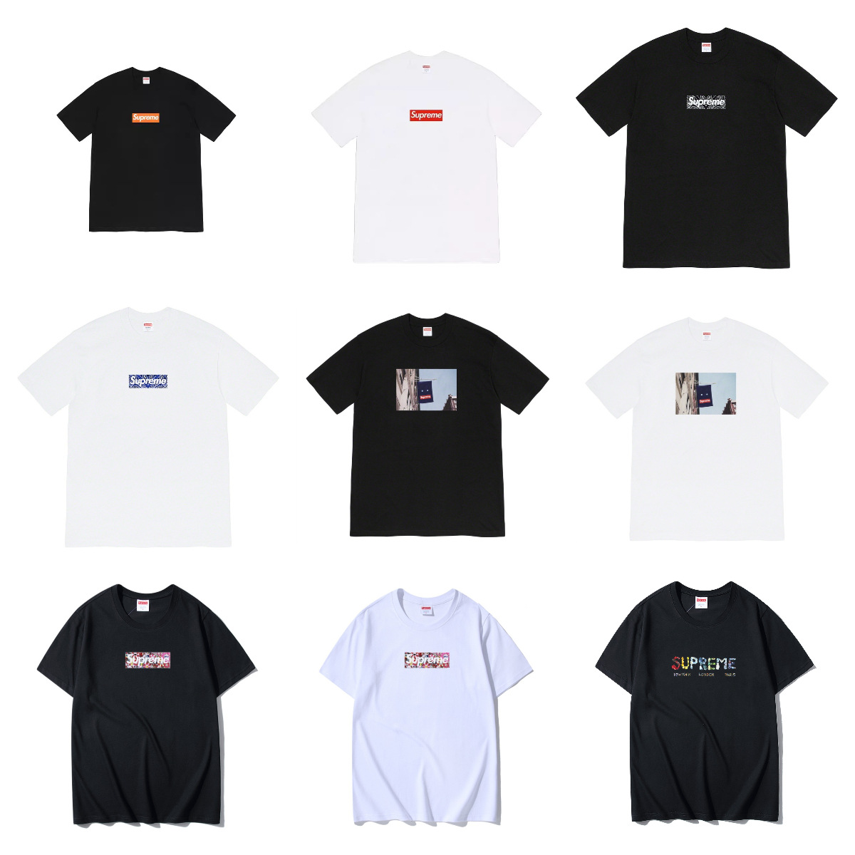 American Fashion Supreme Quirky Box Classic Letter Print Loose Short-Sleeve Street Style American T-Shirt Half-Sleeve