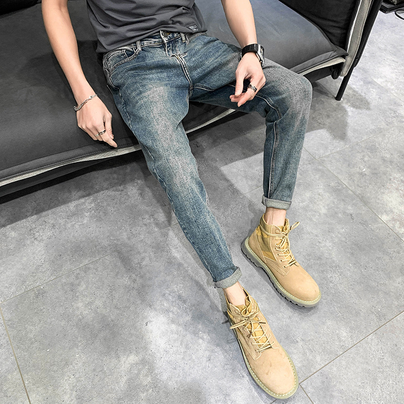 2023 autumn new jeans men's Stretch Slim fit skinny spring and autumn American high street loose fashion brand long pants