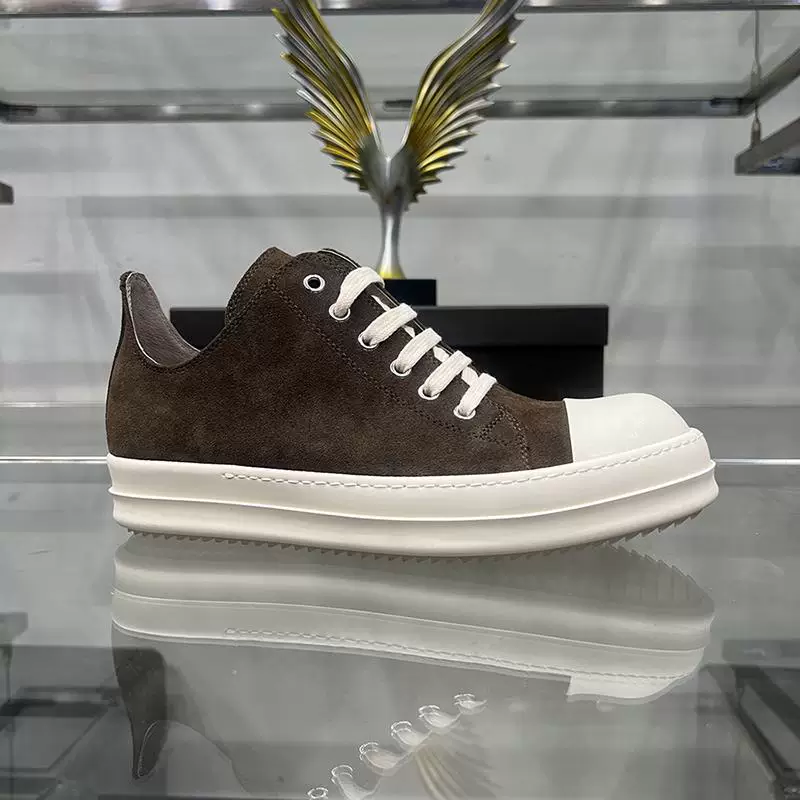 High end version of RO shoes for men, low top leather, cow suede, thick sole, increased height, dark high street, large casual board shoes for women, trendy