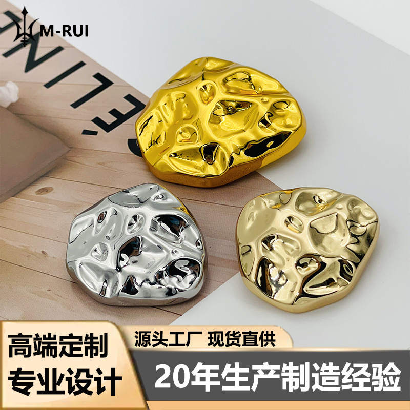 High-grade Chanel Style Retro French Irregular Shaped Simple Coat Sweater All-match Metal Button Suit