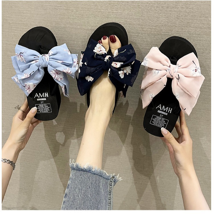 Cross-border hot sale wish fashion girls outdoor home casual sandals New elegant bow sandals