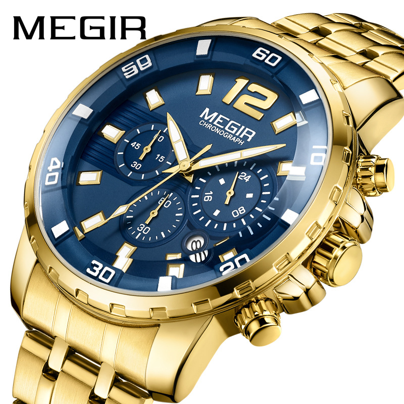 Cross-border popular MEGIR watch business sports multi-functional men's watch waterproof timing quartz watch 2068
