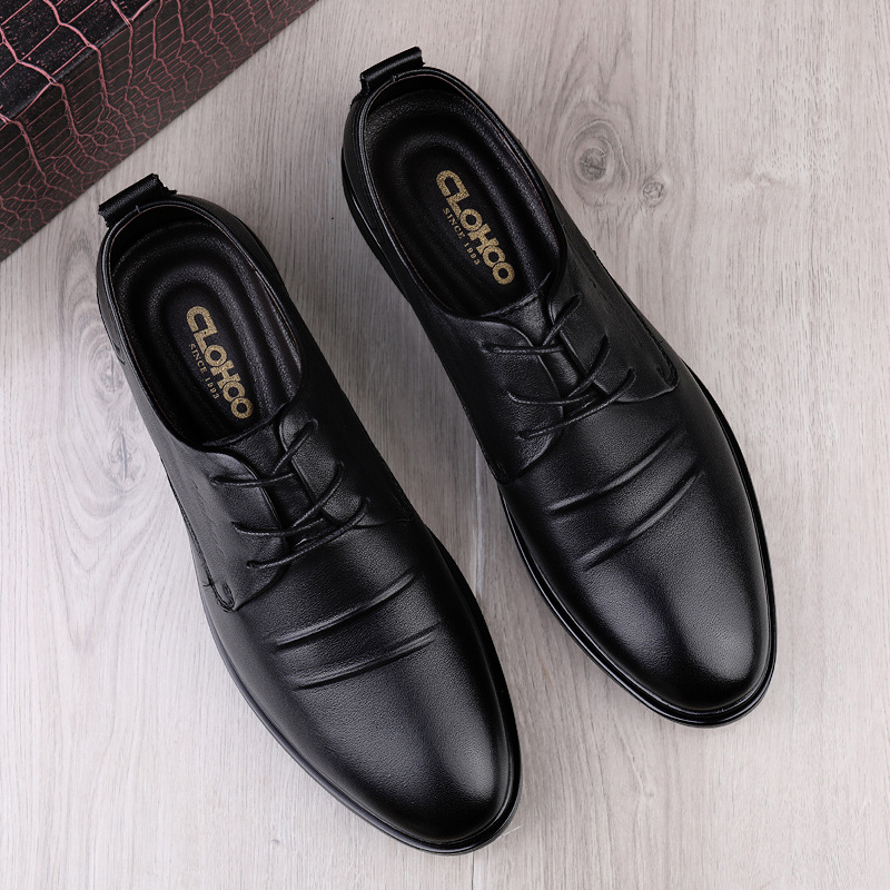 First Layer Cowhide New Men's Business Dress Shoes High-end Genuine Leather Wedding Shoes Stylist Fashion Leather Shoes