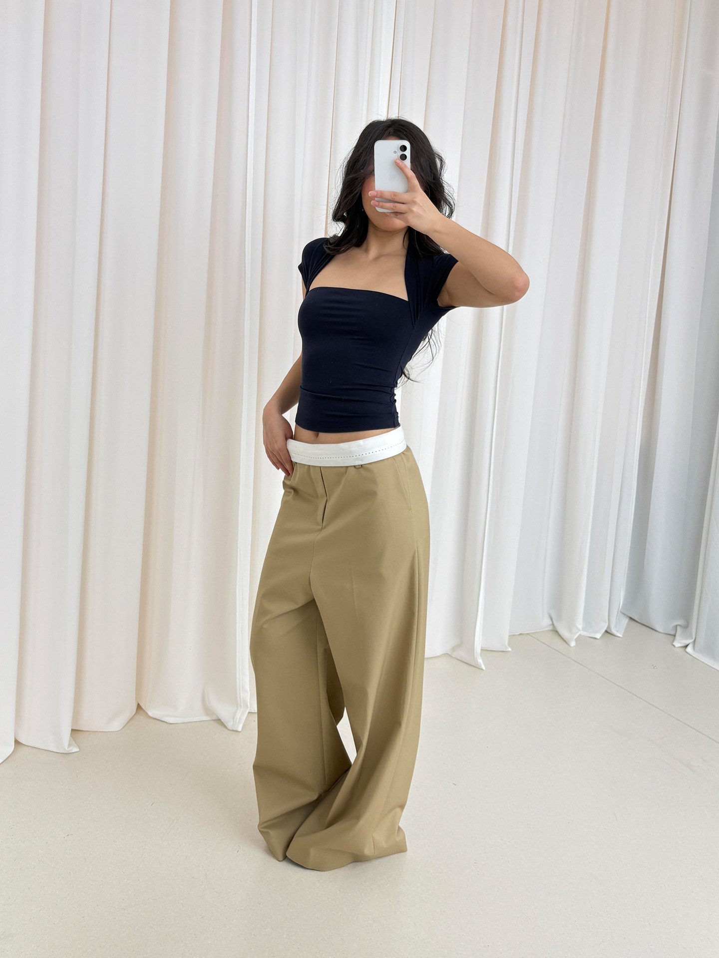 Nanyou Women's Clothing Wholesale Modal Cool Fabric Fake Two-Piece Halter Neck T-Shirt for Women Trapezoidal Collar Short Sleeve Top for Women