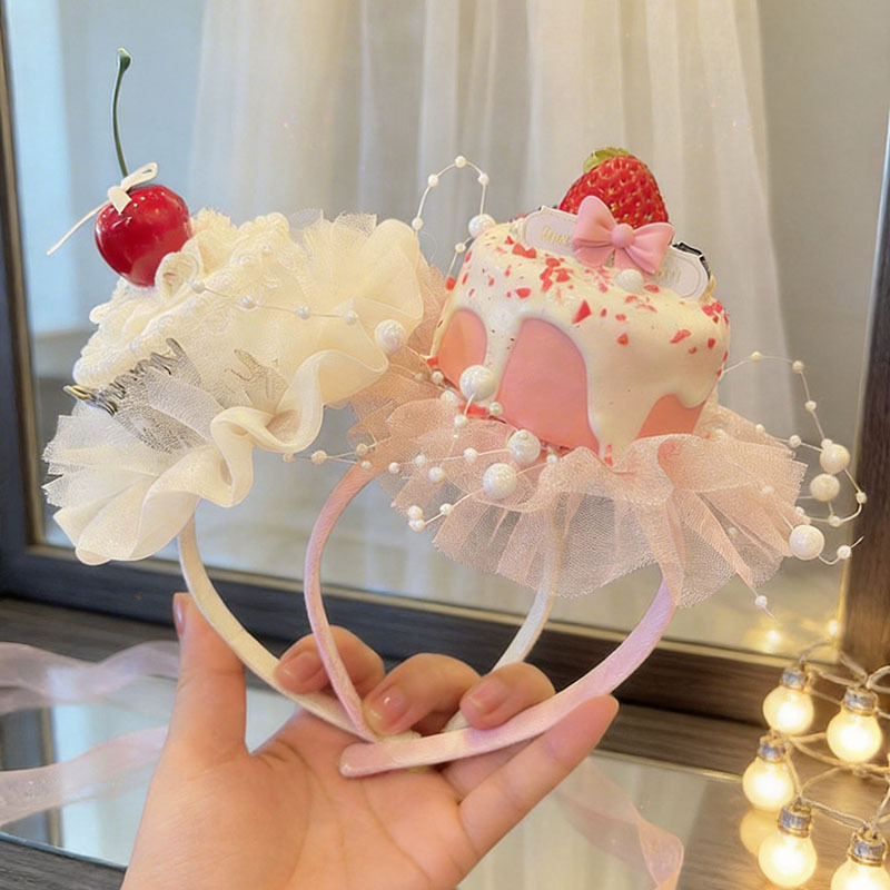 Children's Day Headband Birthday Hat Cake Headband Princess Internet Celebrant Party Photo Cartoon Girl Headwear Batch