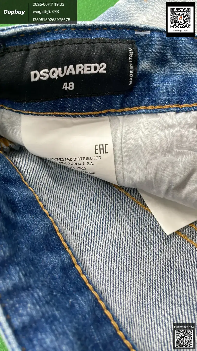 A368 lacquer dot hole stitching men's denim pants D two white small straight-legged jeans Europe and the United States cross-border tide