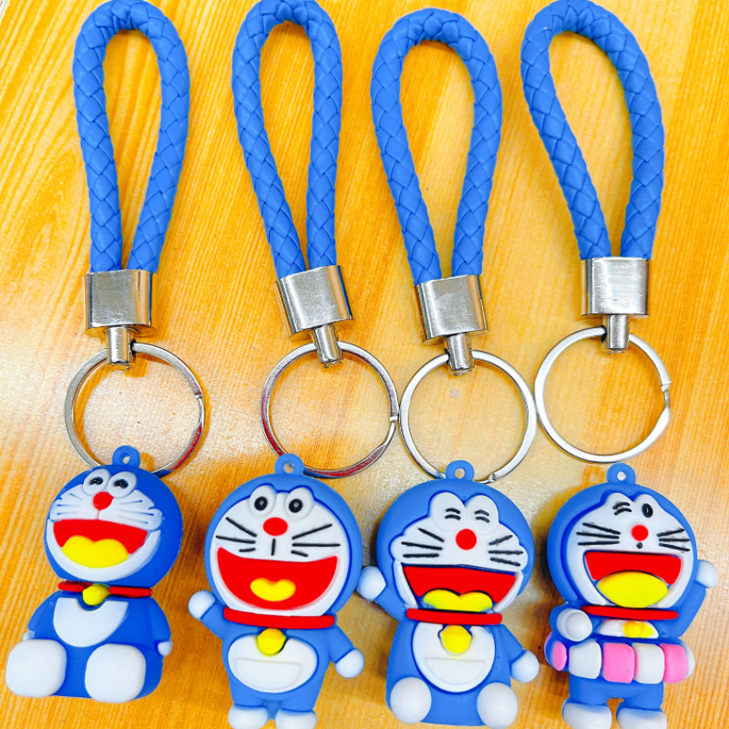 New Knitted Rope Cartoon Doraemon Keychain Student Meal Card Card Holder Earphone Holder Small Pendant Dingdang Cat Gift