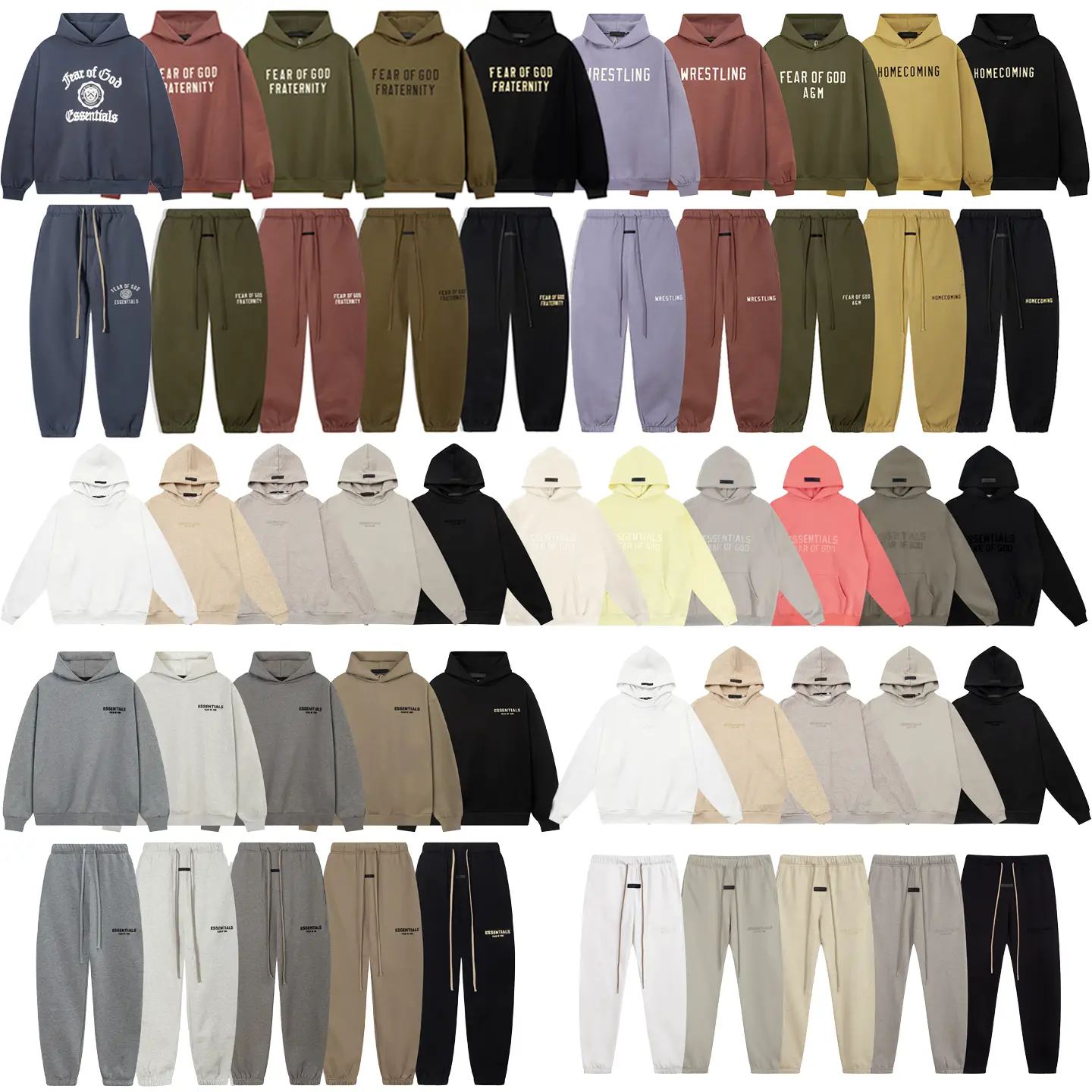 Fog autumn/winter hoodie, sweatpants, long pants with fleece hoodie, versatile letter essentials, loose and trendy ins top