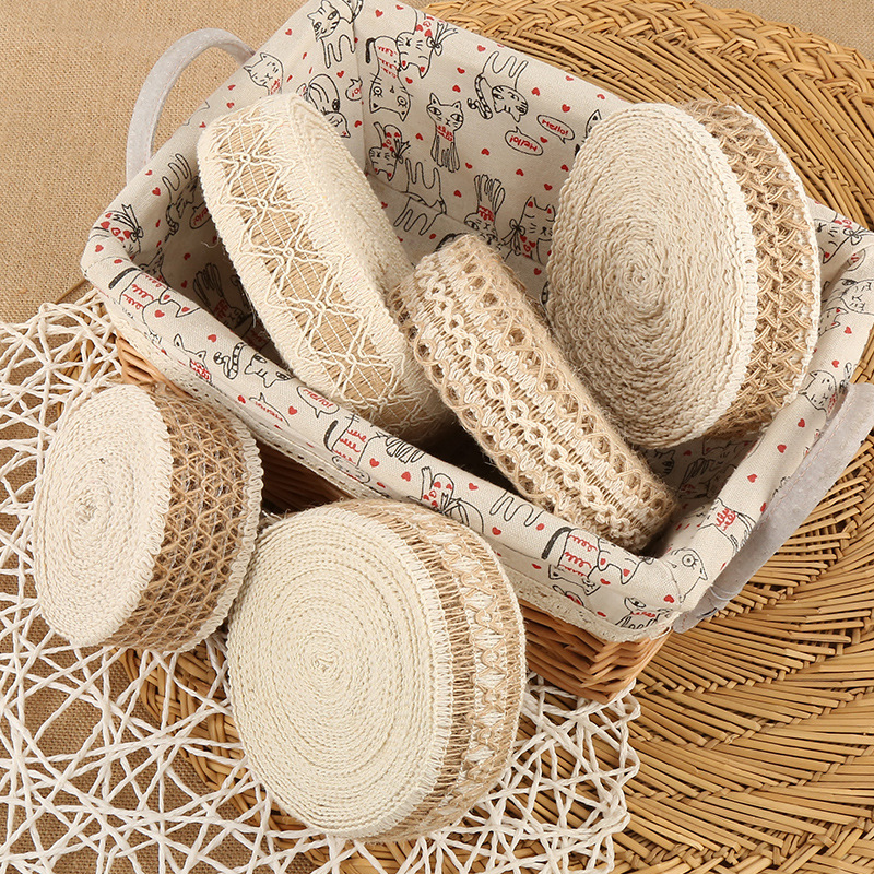 10 m linen roll handmade diy cotton linen material lace vintage decoration crafts woven wide flat linen ribbon