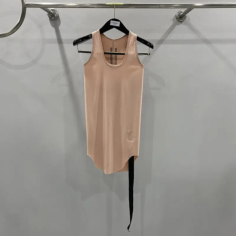 23Fw Dark Ro Style Summer Casual Versatile Solid Color Inner Wear with Ribbon Mid-Length Slim Fit Tank Top for Women