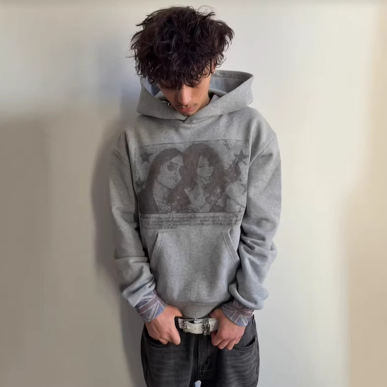 European and American Cross-Border British Rock Pattern Personalized Hooded Sweatshirt Wholesale Foto QC de 1688 na Qualit.ly