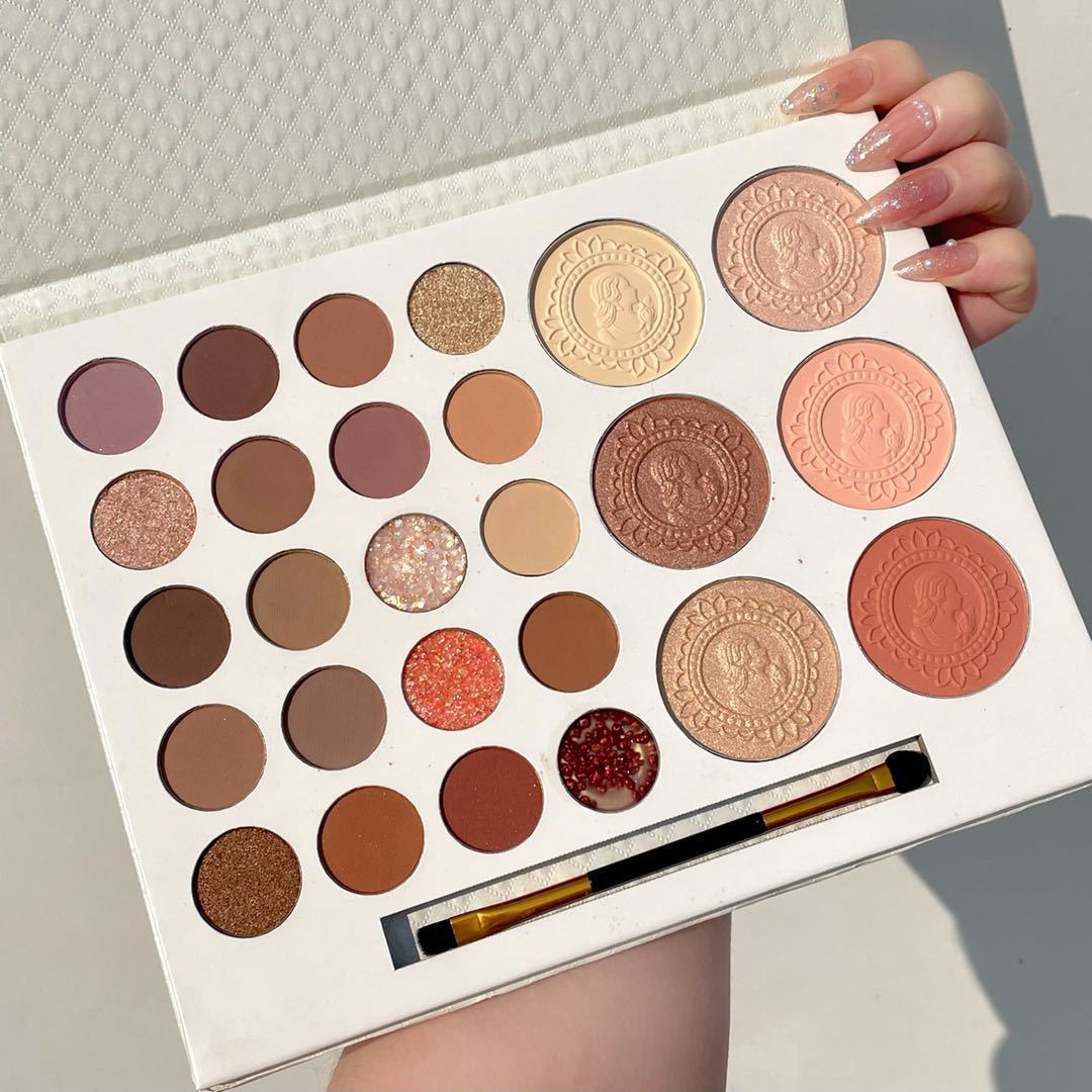 New Frank Color 26 Color Eye Shadow Plate High Gloss Blush Pearlescent Matte Glitter with Brush