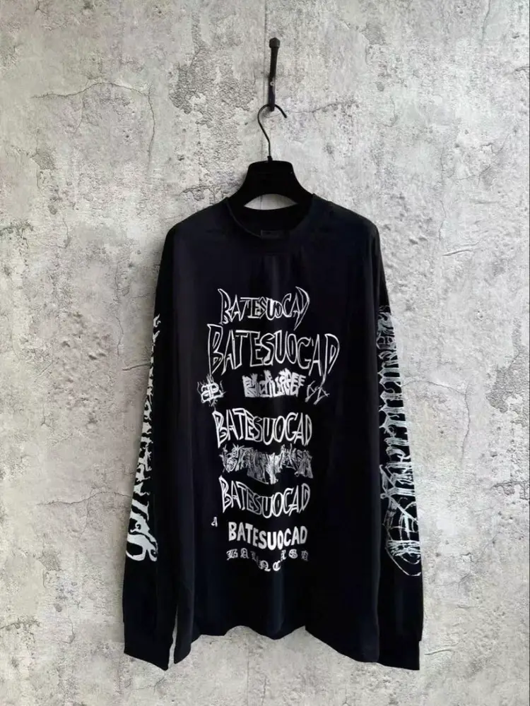 Top-Tier Edition! Paris Year of the Dragon Limited Edition Hand-Painted Graffiti Long-Sleeve Unisex Autumn and Winter Loose Cotton Pullover Base Shirt Trendy