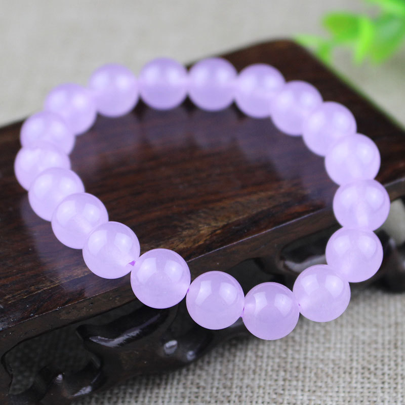 Manufacturer Wholesale Quartz Imitation Lavender Purple Chalcedony Bracelet Round Beads Single Circle Crystal Jewelry for Men and Women, Simple and Stylish