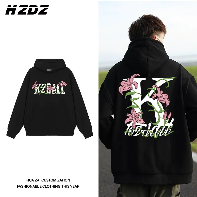 American Design Morning Glory Print Fall/Winter Hoodie Men and Women Loose Trendy Casual Couple Handsome Outwear Men