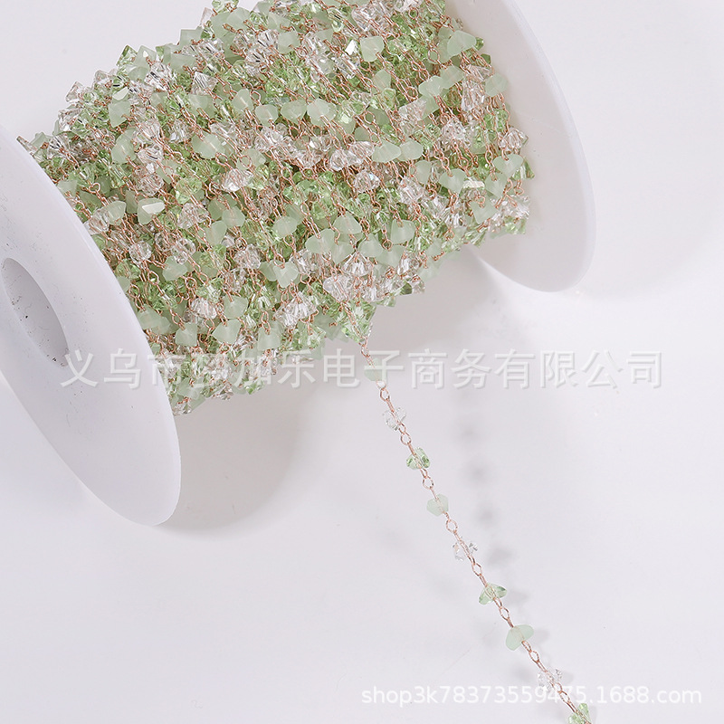 DIY chain white and green pure copper triangle crystal chain headdress hair accessories tassel Chinese clothing accessories