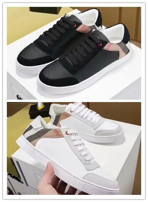 Genuine Leather low-top fashion casual shoes British Plaid color matching breathable white shoes deodorant lace-up men's board shoes Sports