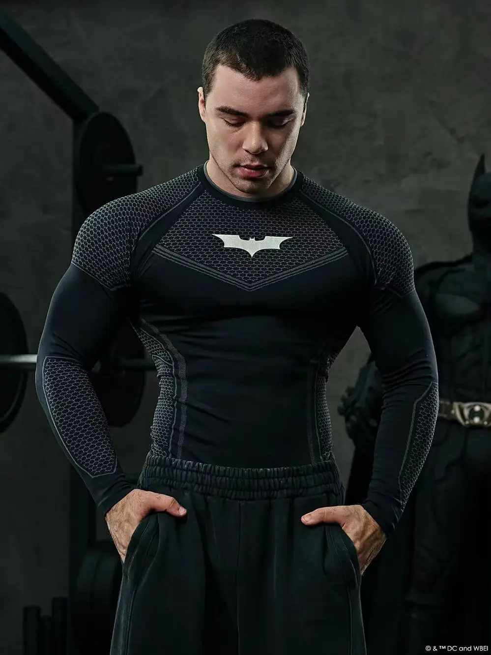 Youngla Quick-Drying High-Elastic Tight-Fitting Long-Sleeved American-Style Muscle Training T-Shirt Sports Student Sports Top Black