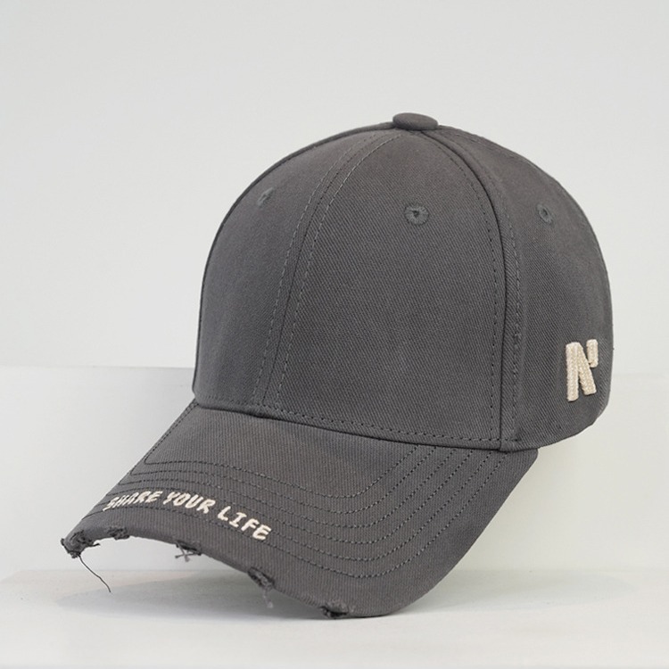 Korean-style Autumn Ripped Wide-brimmed Hard-top Baseball Hat Trendy All-match Personalized Hip-hop Street Sunshade Cap for Men and Women