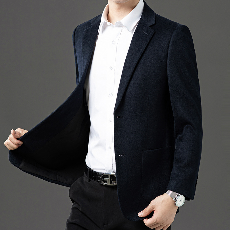 Light Luxury Men's Pure Wool Suit 2024 Autumn and Winter New Style High-End Thick Suit Jacket Woolen Single Suit