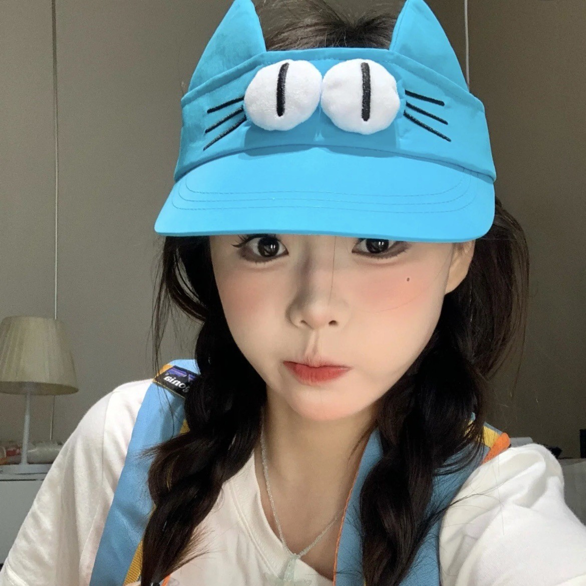 Women's Summer Outdoor Sun Hat with Open Top, Japanese Style, Cute Original Design, Sun Protection, Small Sunshade Hat, Big-Eyed Design, Trendy on Instagram