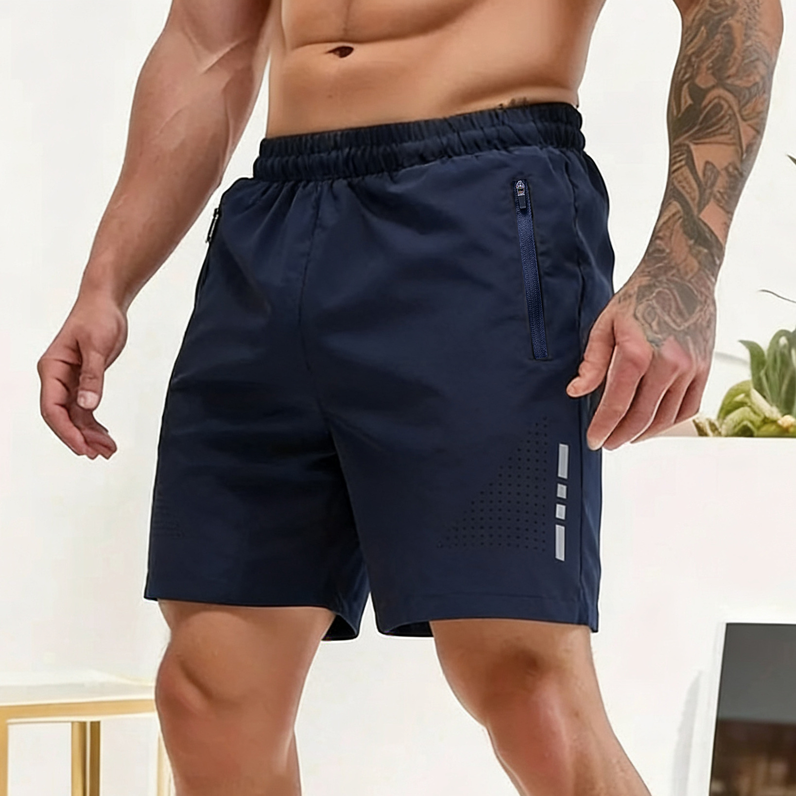 Cross-Border European Size Summer Ice Silk Quick-Dry Men's Shorts New Running Sports Pants Thin Casual Five-Point Pants for Men