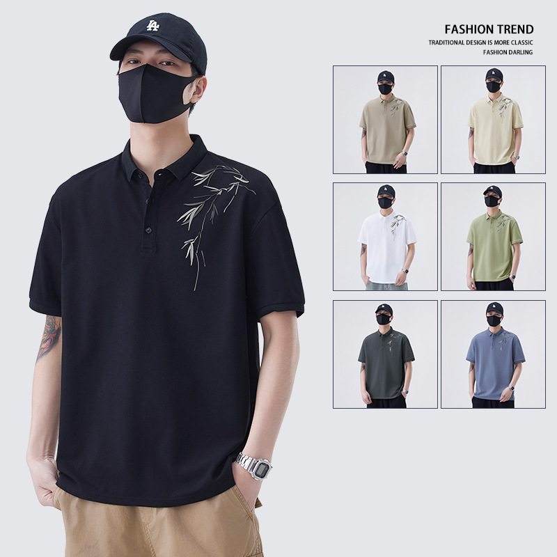 National Style Printed Polo Shirt Short-Sleeved Men's 2025 New Summer Chinese Style Trendy Brand Trendy Ice Silk Loose T-Shirt