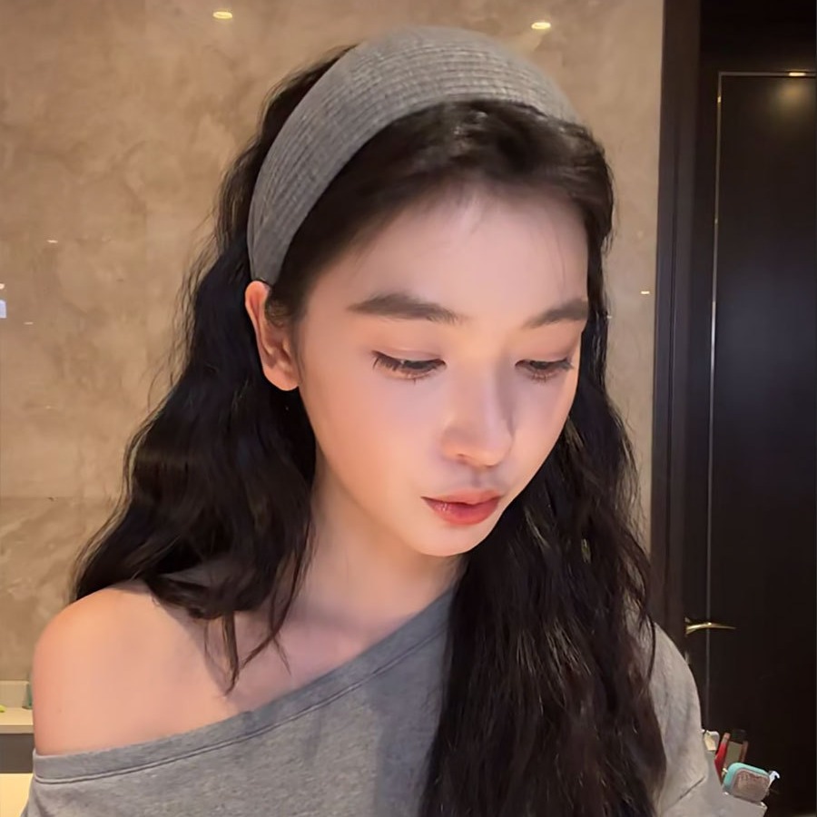 Yi Mengling's Same Style Retro Knitted Ribbed Headband for Women, Autumn and Winter Wide Edge Hairband, Sports Headband, Hair Accessory