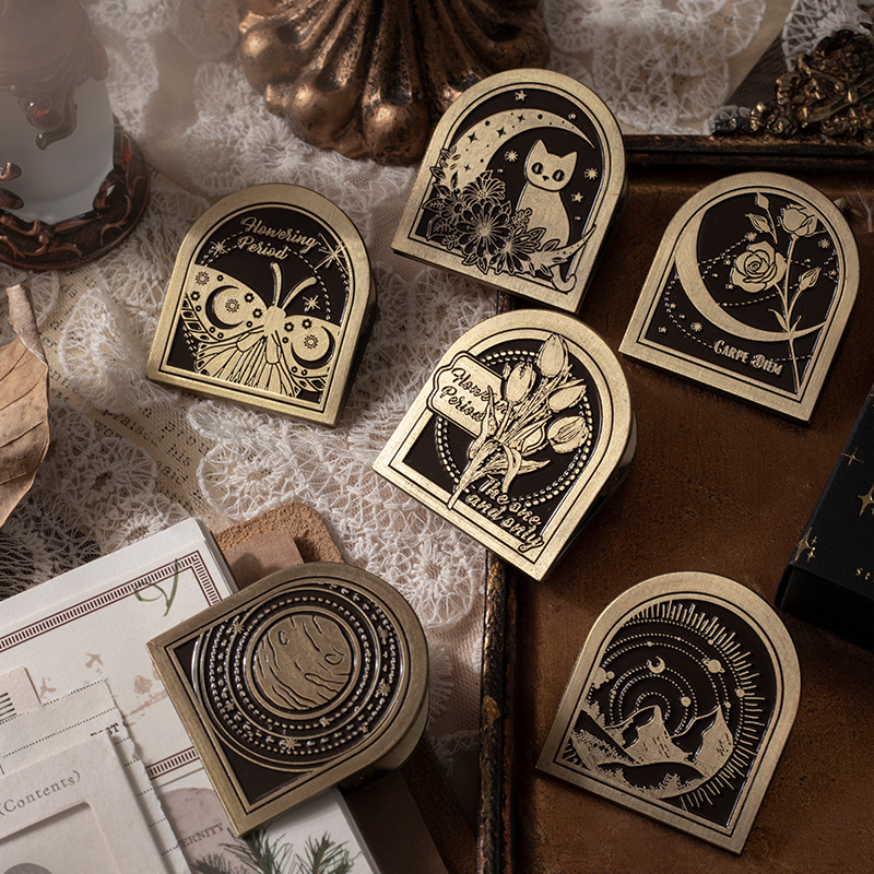 Good Day Metal Clip Starry Night Love Song Series Retro Elegant Handbook Material Decorative Clip 6 Types