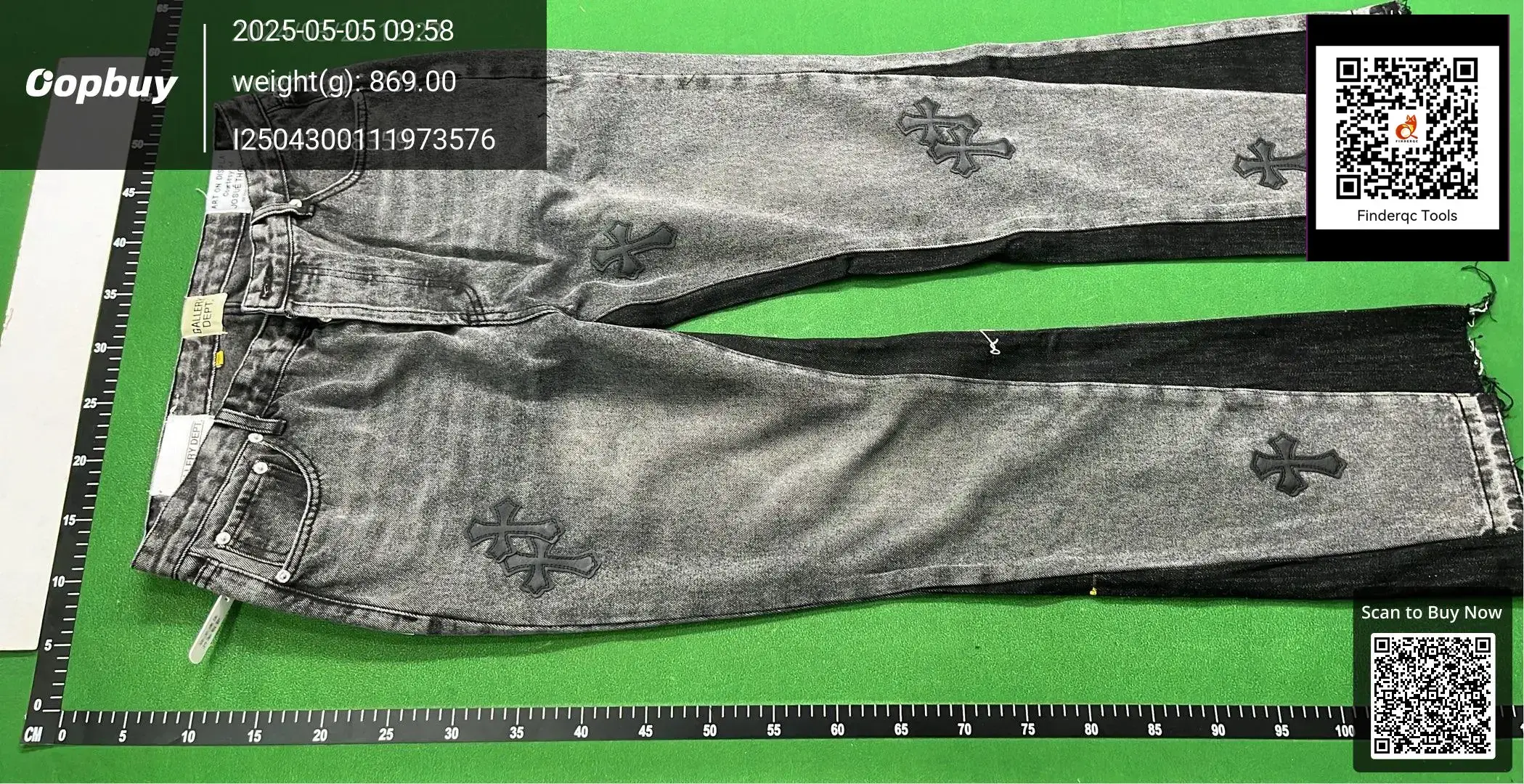 High version GALLERY DEPT. Crowe Leather Cross Denim Flared Pants Washed-up Stitched Jeans
