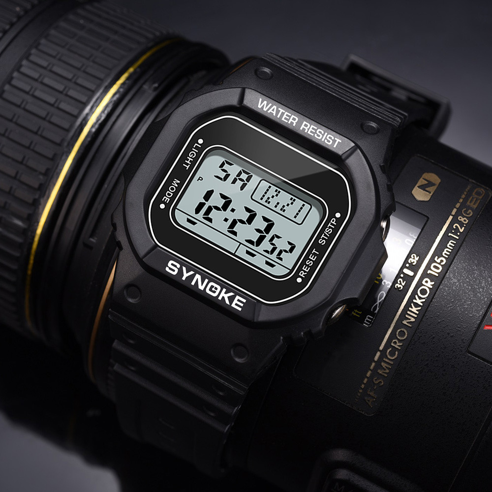 Factory Goods Synoke Men's Sports Digital Watch Waterproof Multi-Functional Retro Small Square Student Digital
