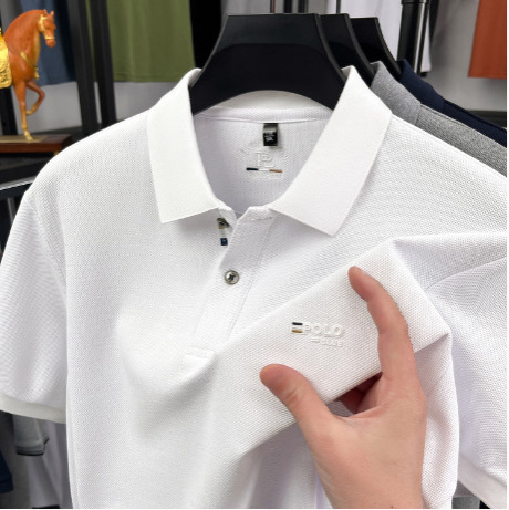 Cross-Border Hot-Selling Summer Breathable Men's Polo Shirt Short-Sleeve Turn-Down Collar Business Casual Versatile Comfortable Top Men's Wholesale