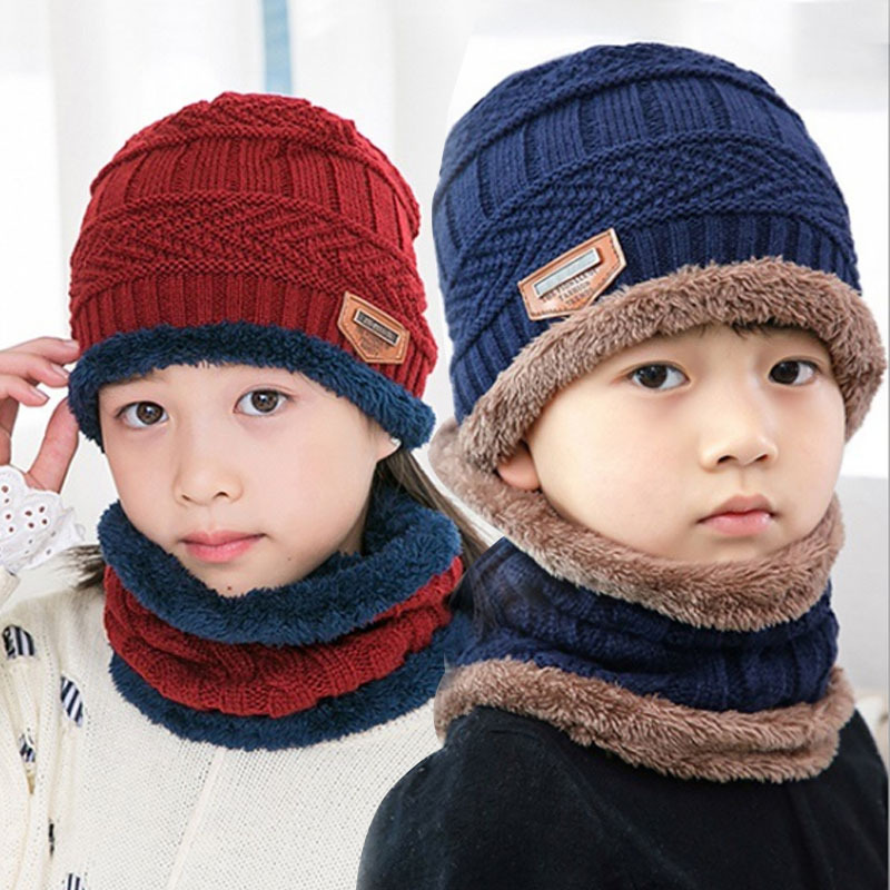 9524 New Autumn and Winter Woolen Hat and Scarf Set, Trendy K-Style Winter Thickeneded Warm Knitted Hat, Kidsren's Hat