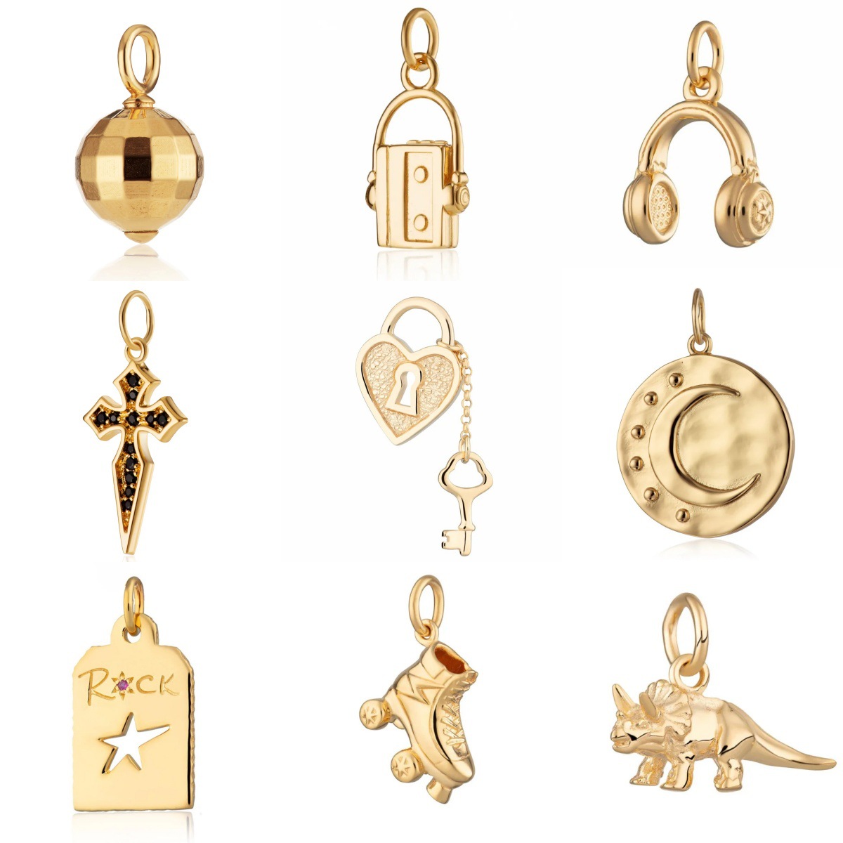 European and American New Style Stainless Steel Earphone Skate Pendant DIY Accessories Vacuum Electroplated 18K Gold Color-Preserving Cross-Border Batch