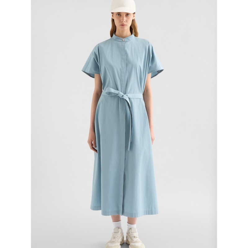 Longme Loose Cotton Short-Sleeved Dress 2026 Spring and Summer New Style Jil Style Simple Work Clothing Tie Shirt Dress